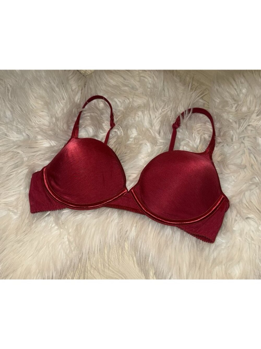 Vintage Vassarette 75-205 Satin Trim Contour Cup Bra Lined UW Womens 36C Red